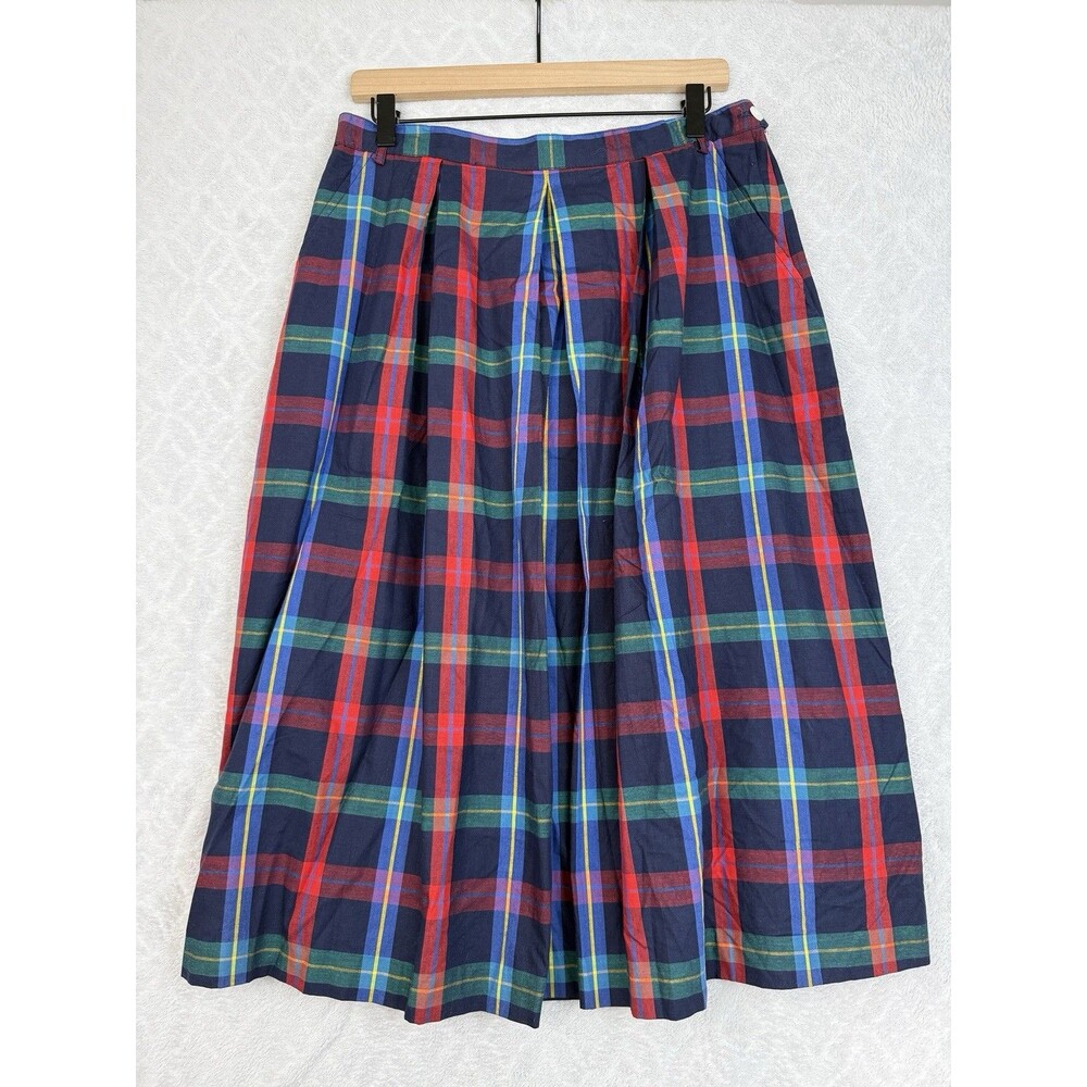 Vtg 90s Talbots Midi Skirt 16 Plaid Pleated Retro Preppy Academia Schoolgirl 80s